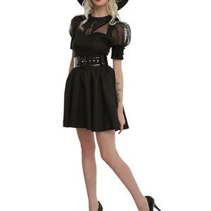 Black dress with collar and puffy sleeve